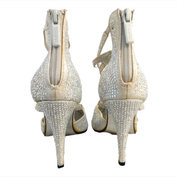 Shiekh Women's Annabelle Silver Shiny Bling Rhinestones Stiletto Heel Size 5.5 - Picture 3 of 11